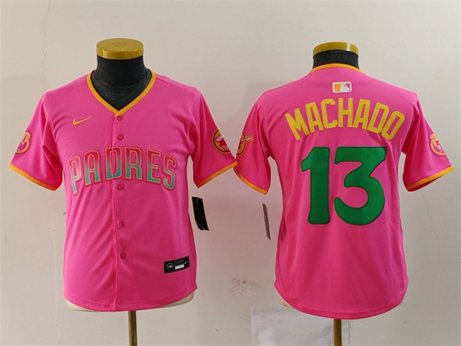 Youth San Diego Padres #13 Manny Machado Pink Stitched Baseball Jersey